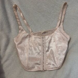 La Hearts Pink Floral Satin Corset